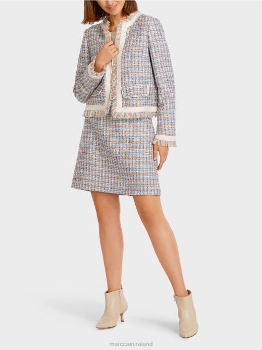 Atmospheric Blue Marc Cain Short jacket in cotton boucle Clothing ZLL8442
