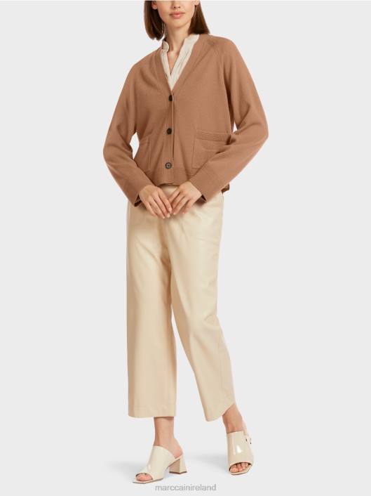 Camel Marc Cain Elegant cardigan with side slits Clothing ZLL8437