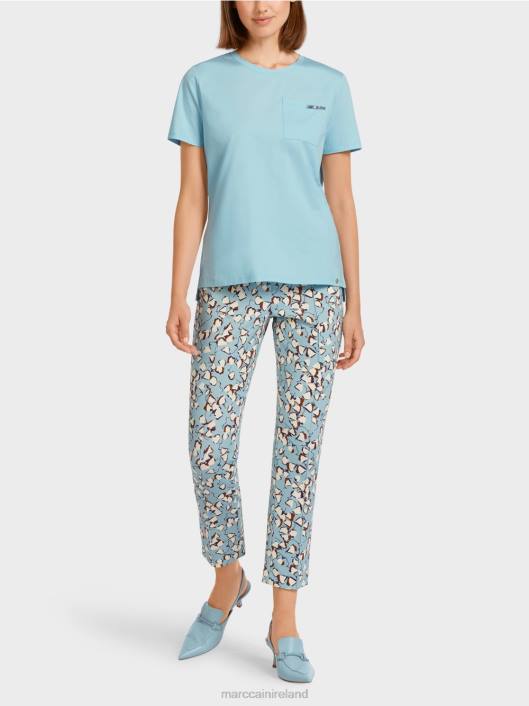 Atmospheric Blue Marc Cain T-shirt with embellished breast pocket Clothing ZLL81450